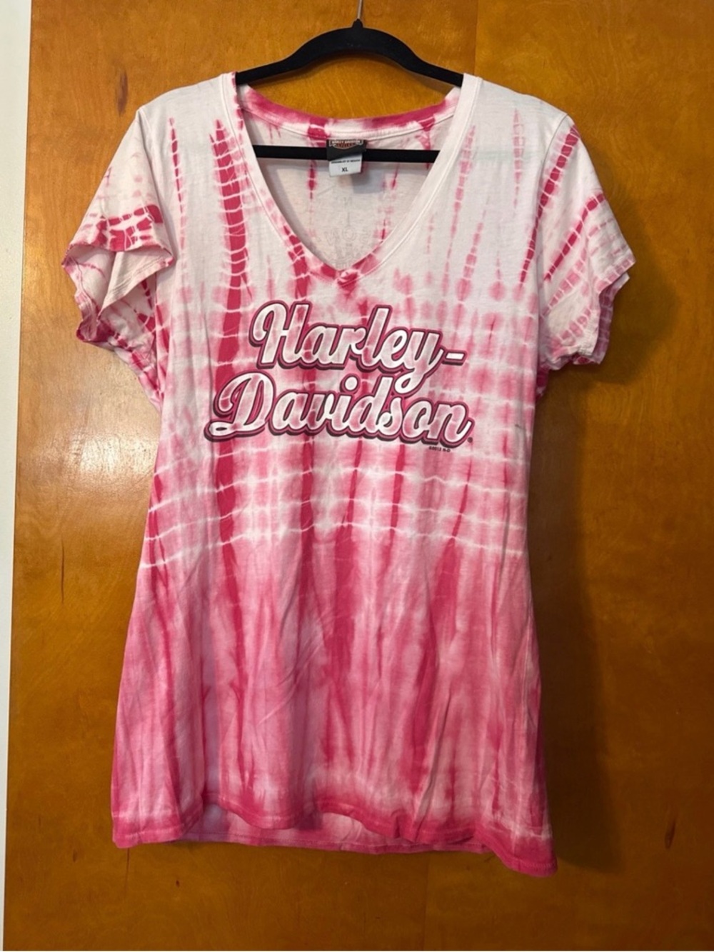 Harley-Davidson Pink & White Tie-Dye V-Neck Tee